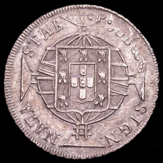 Brasil – Joannes. 960 Reis. (26,88 g.). Rio. 1820. KM-326.1. MBC+. Acuñada sobre un 8 Reales Lima, ensayador J·P