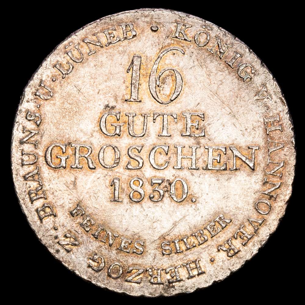 Alemania – Wilhem IV. 16 Gutegroshmen. (11,74g.). Hannover. 1830. KM-145.1. XF+.