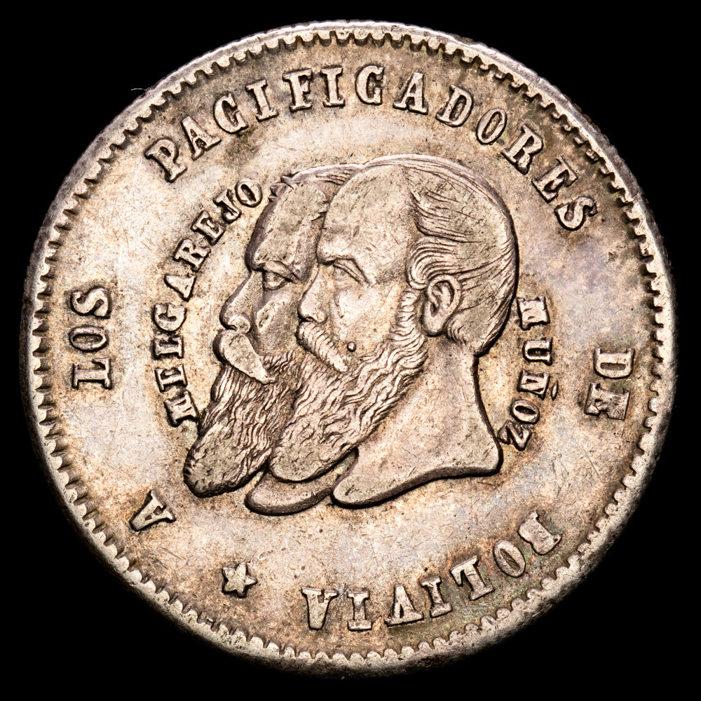 Bolivia. 1/2 Melgarejo. (9,52 g.). Potosí. 1865. KM-145.2. MBC+.