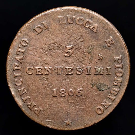 República de. 5 Centesimi. (9,15 g.). Florencia. 1806. KM-22. VF.