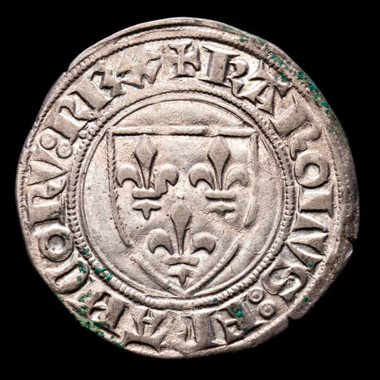 Francia – Carlos VI. Blanc Guenar. (3,13 g.). Saint Quentin. (1380-1422). DY-377. UNC. Brillo original.