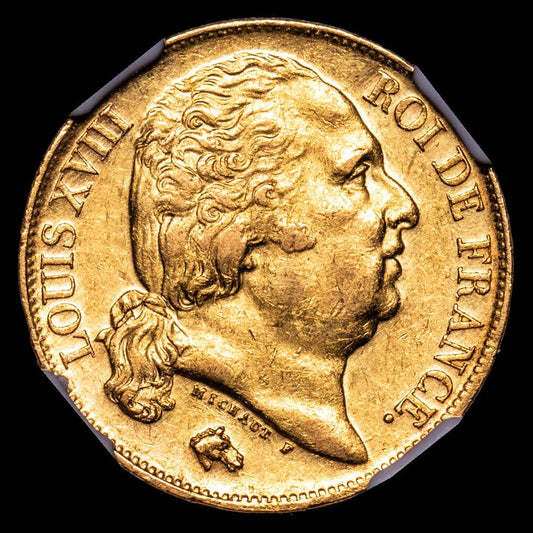 Francia – Luis XVIII, 1817-A, AU58, NGC, ceca de París, KM712.1, Fr-538.