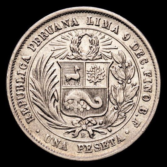 Perú. 1 Peseta. (5,06 g.). Lima. 1880. KM-200. XF.