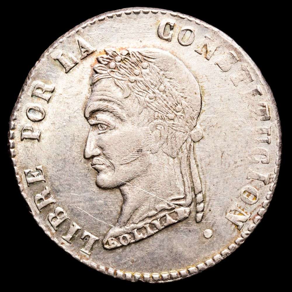 República de Bolivia. 4 Soles. (13,56g.). Potosí. 1855. Ensayador F. KM-125. XF.