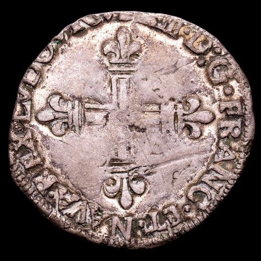 Luis XIII. 1/4 Ecu. (7,68 g.). Navarra. 1620. Ensayador M. MBC.