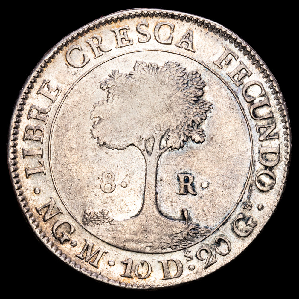 Guatemala – República Centroamericana. 8 Reales. (26,88g.). Nueva Guatemala. 1836. Ensayador M. KM-4. VF.