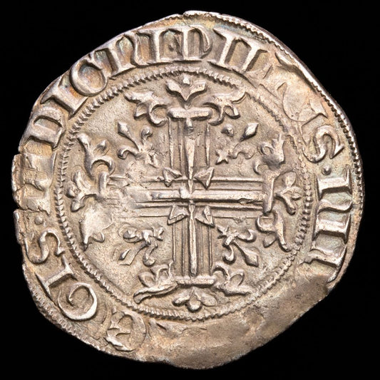 Italia. Roberto D’Anjou. Gigliato (3,88 g.). Nápoles. (1309-1317). MIR-28. MBC+. Escasa.