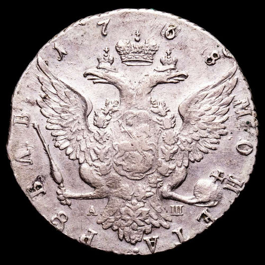 Rusia – Catherine. Rublo. (23,29 g.). Sanpetesburgo. 1768. KM-C-67 A-2. MBC+. Escasa.