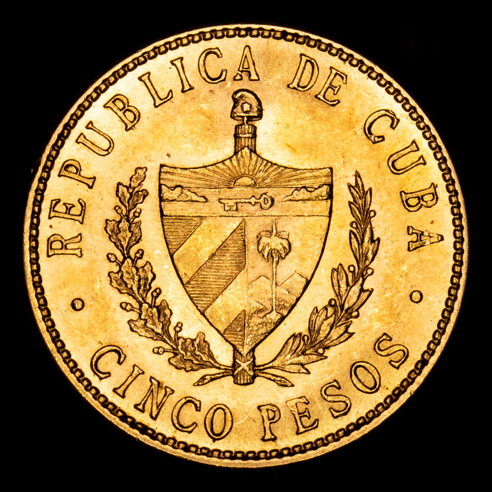 Cuba. 5 Pesos. (8,41 g.). Cuba. 1915. KM-19. SC-. Brillo original.