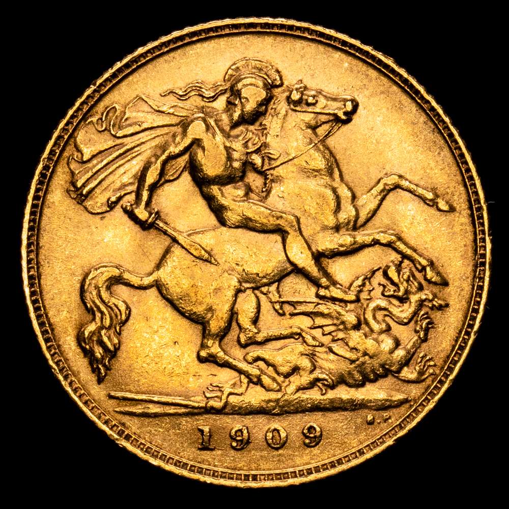 Gran Bretaña – Edward VII. Half-sovereign. (4,01 g.). London. 1909. KM-804. XF.