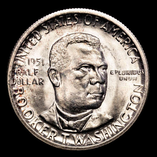 Estados Unidos 1/2 dólar 1951 KM# 198, N# 4400; Plata 12,50 g.; Memorial Booker T. Washington; Acuñación 51082 uds.; UNC con brillo original.