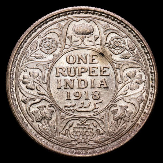 India Británica – George V. 1 Rupia. (11,57 g.). 1918. KM-524. EBC+.