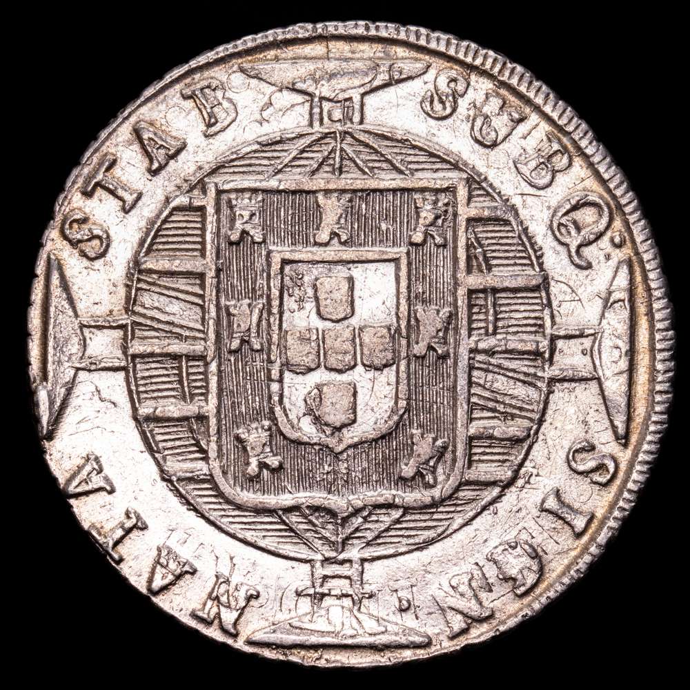 Brasil – Joannes VI. 960 Reis. (26,63 g.). Bahia. 1820. KM-307.3. EBC+. Acuñada sobre un 8 Reales de Carlos III-177(3?).