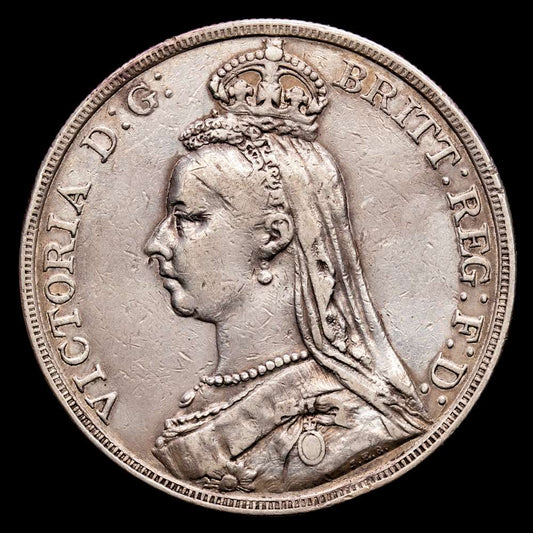 Gran Bretaña – Victoria. 1 Crown. (28,01 g.). 1889. KM-765. MBC. Golpe en canto. Pequeñas marcas.