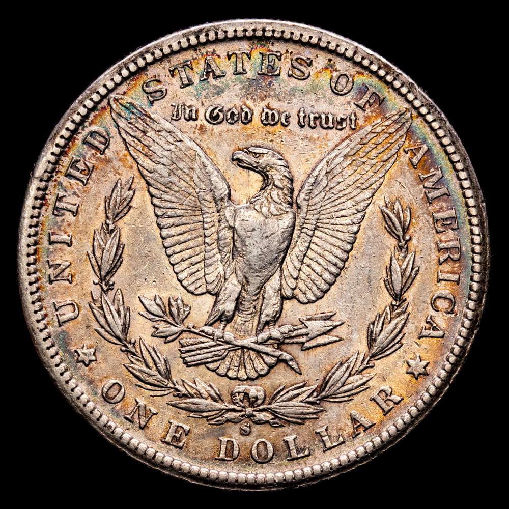 Estados Unidos – Morgan Dollar. 1 Dollar. (26,75 g.). San Francisco. 1887. KM-110. XF. Precioso color arcoiris