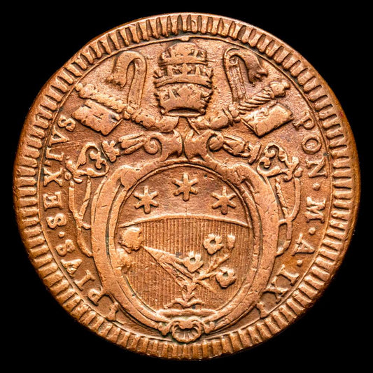 Vaticano – Pio VI. Un Baiocco. (11,79 g.). Vaticano. IXI. Munt-131B. MBC+.