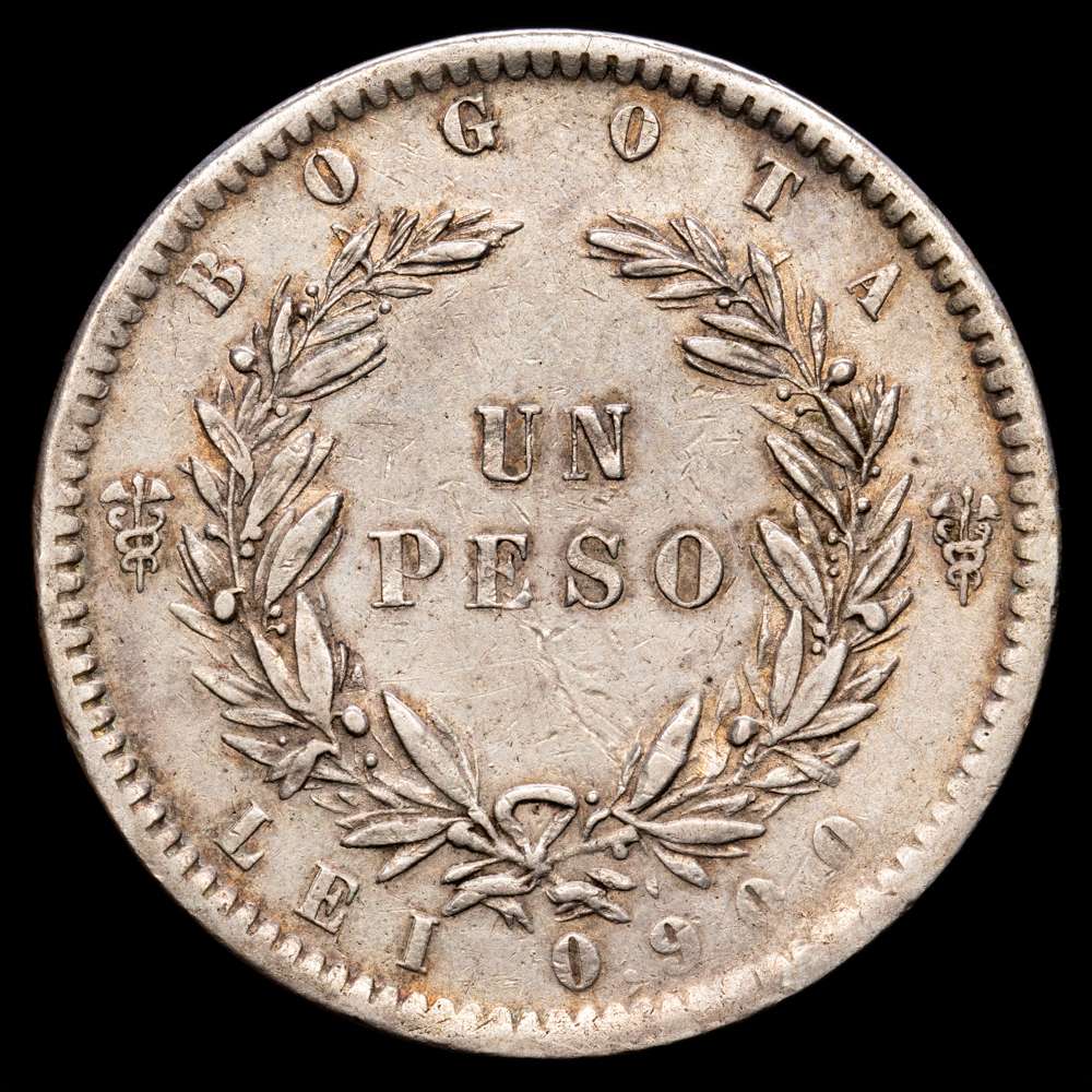Colombia – República de Nueva Granada. 1 Peso. (24,76 g.). 1856/5. KM-118. VF+. Escasa