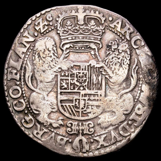 Paises Bajos – Felipe IV. 1/2 Ducatón. (16,34 g.). Brujas. 1650. VGH-328-6A. MBC-. Escasa.