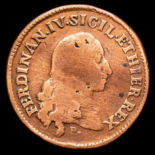 Italia – Ferdinando IV. 3 Tornesi. (8,63 g.). Nápoles. 1791. MIR-394/6. MBC. Escasa. Limpiada