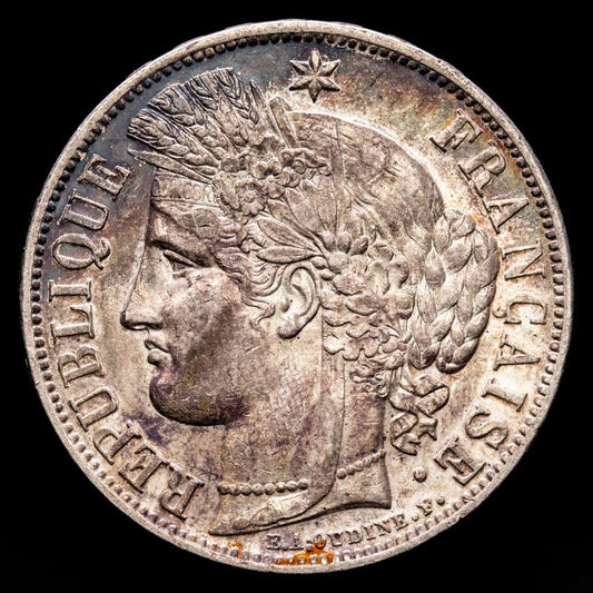 Francia – II República. 5 Francs. (24,92 g.). A-Paris. 1851. KM-761. XF+. Pátina