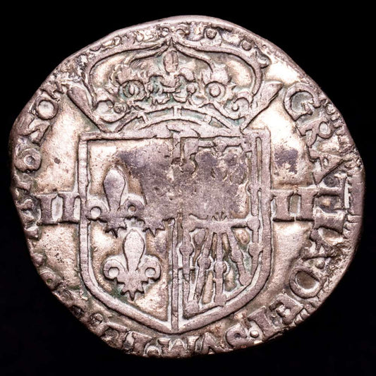 Luis XIII. 1/4 Ecu. (7,68 g.). Navarra. 1620. Ensayador M. MBC.