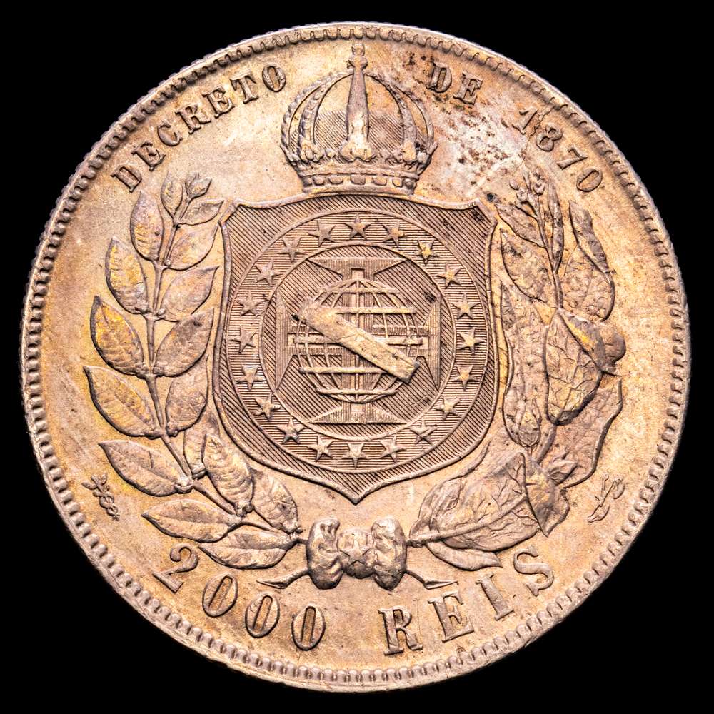 Brasil – Pedro II. 2000 Reis. (25,48 g.). 1889. KM-485. MBC+. Pátina