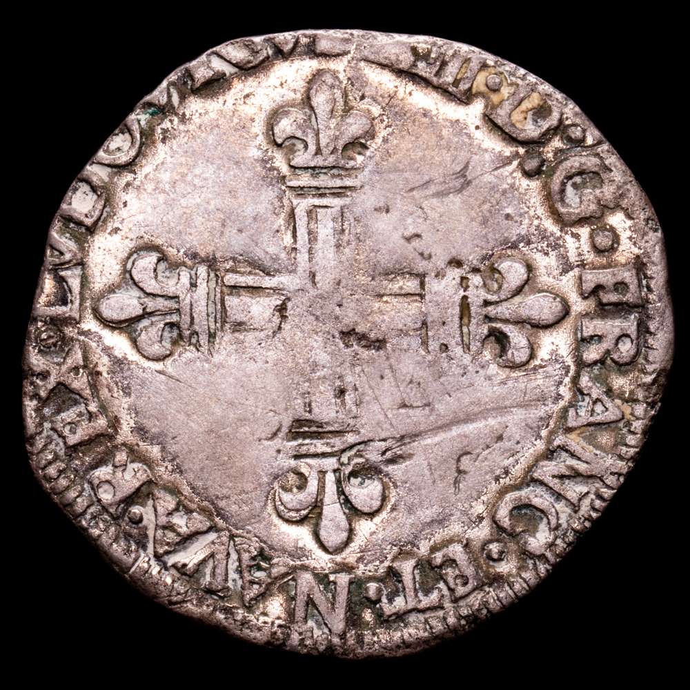 Luis XIII. 1/4 Ecu. (7,68 g.). Navarra. 1620. Ensayador M. MBC.