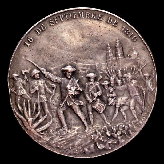 Medalla de plata de la Independencia de México, Estados Unidos, 1910, extrafina, Grove-380a. 50 mm. 69,47 g. Muy bien conservado.