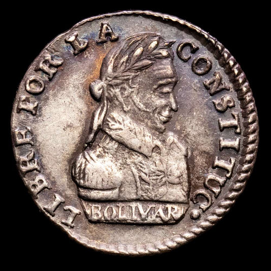 República de Bolivia. 1/2 Sol. (1,87 g.). Potosí. 1830. Ensayador J·L. KM-93-2A. EBC. Escasa así