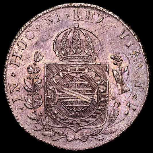 Brasil. 960 Reis. (26,76 g.). Rio. 1824. KM-368.1. EBC-. Acuñada sobre un 8 Reales 1821 P·J